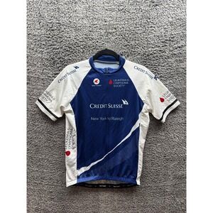 Pactimo Credit Suisse Full Zip‎ Cycling Jersey Shirt White Blue Mens Size L